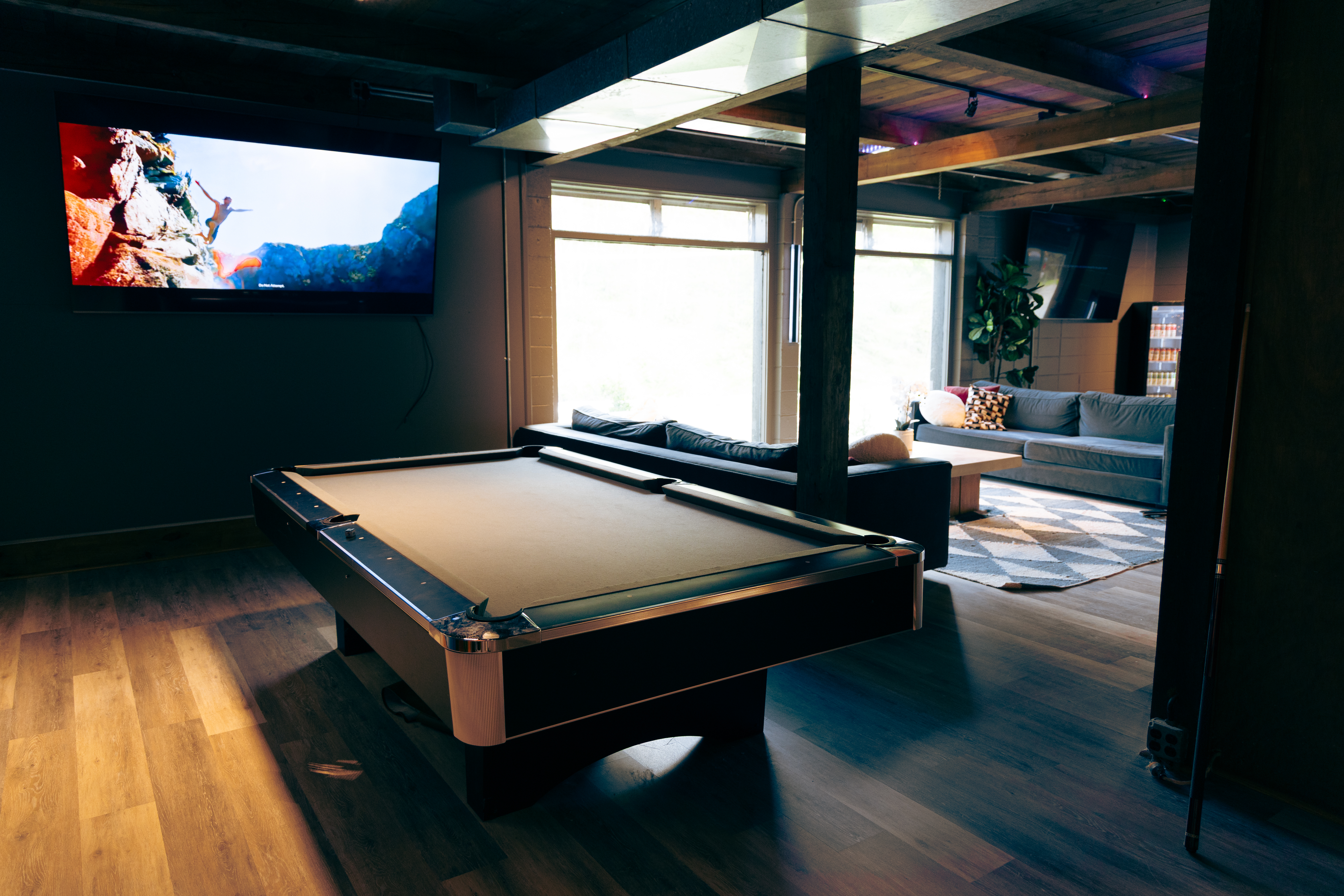 Pool table and projector screen
