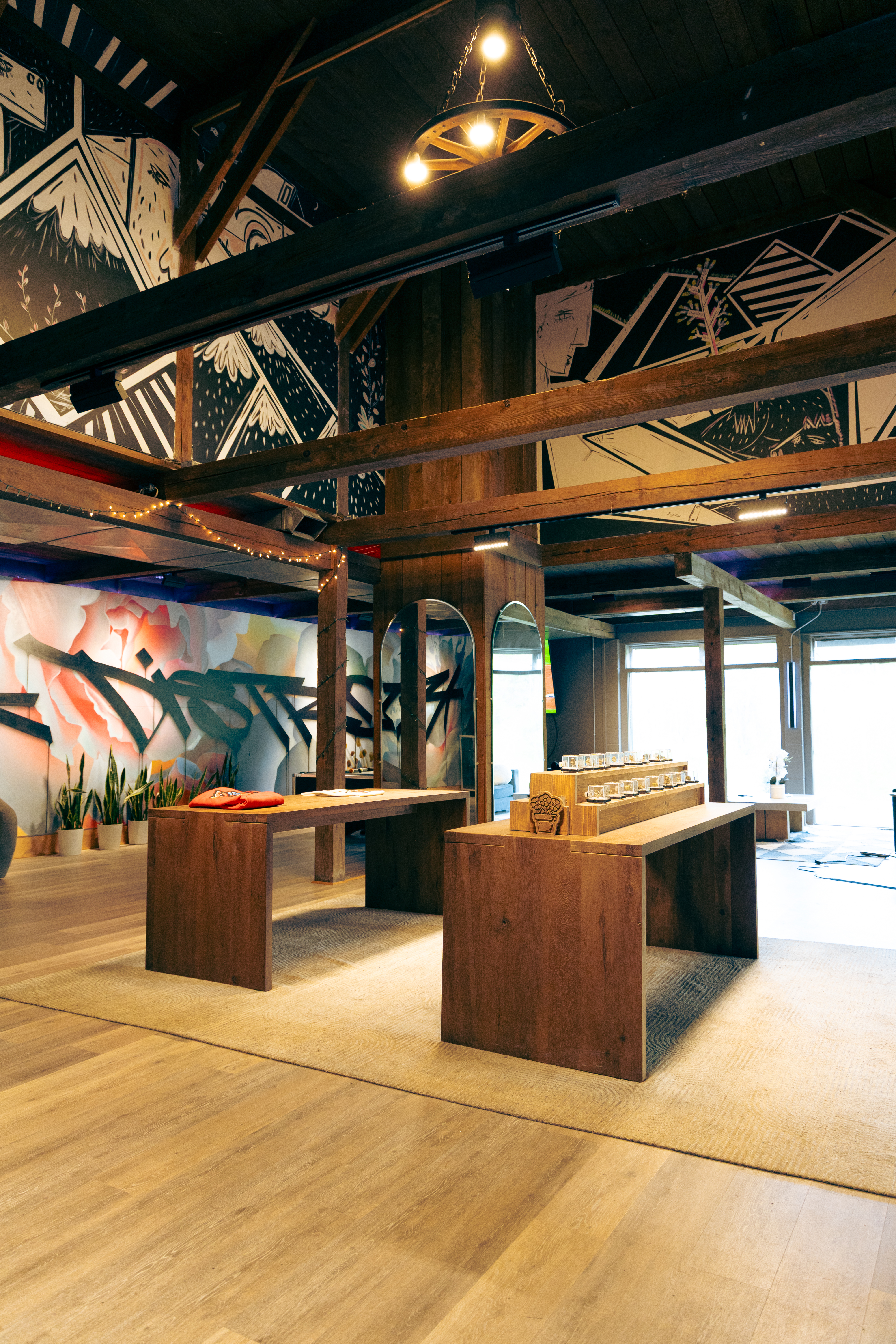 Geometric ceiling art panels