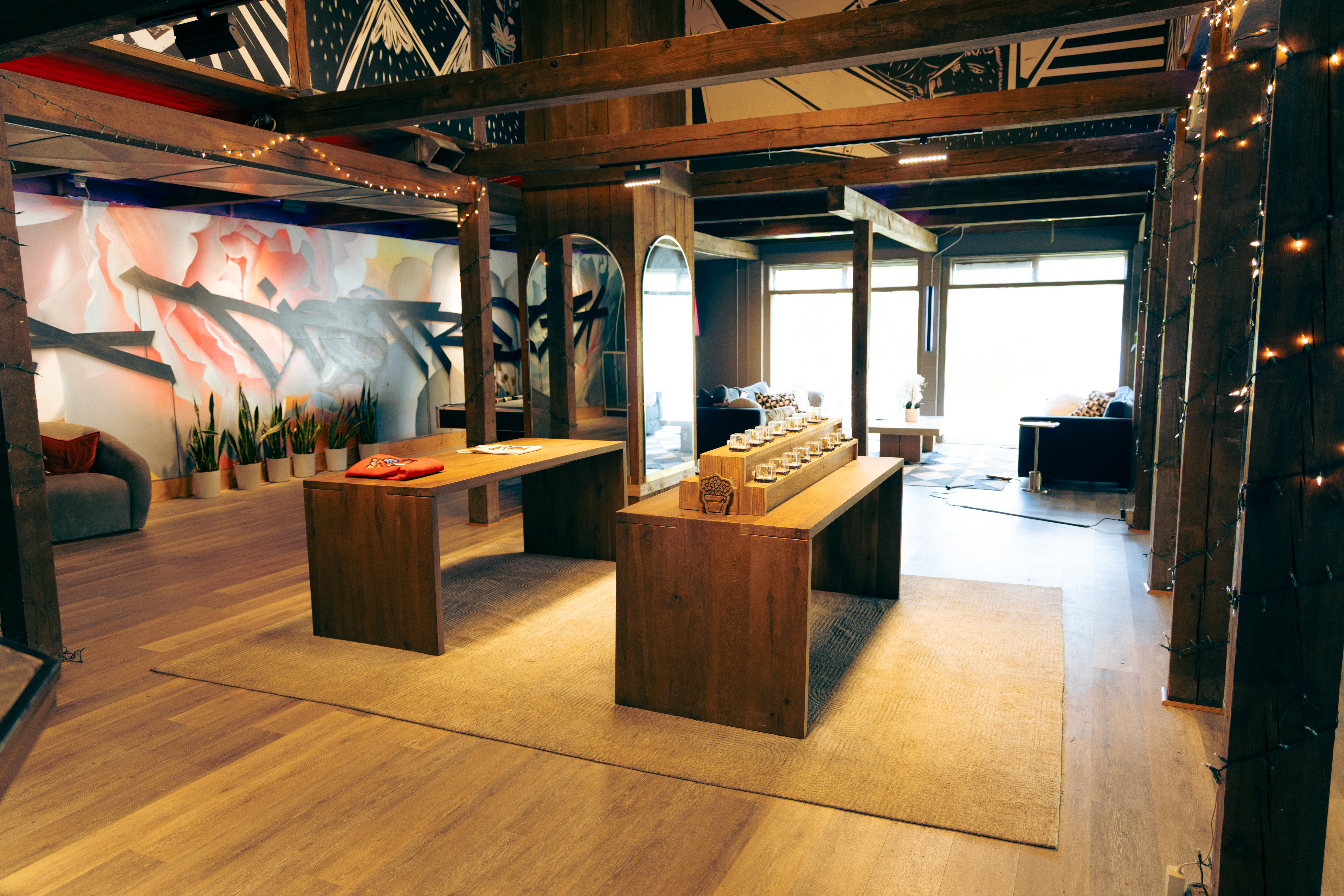 Alternate angle of display tables and mural