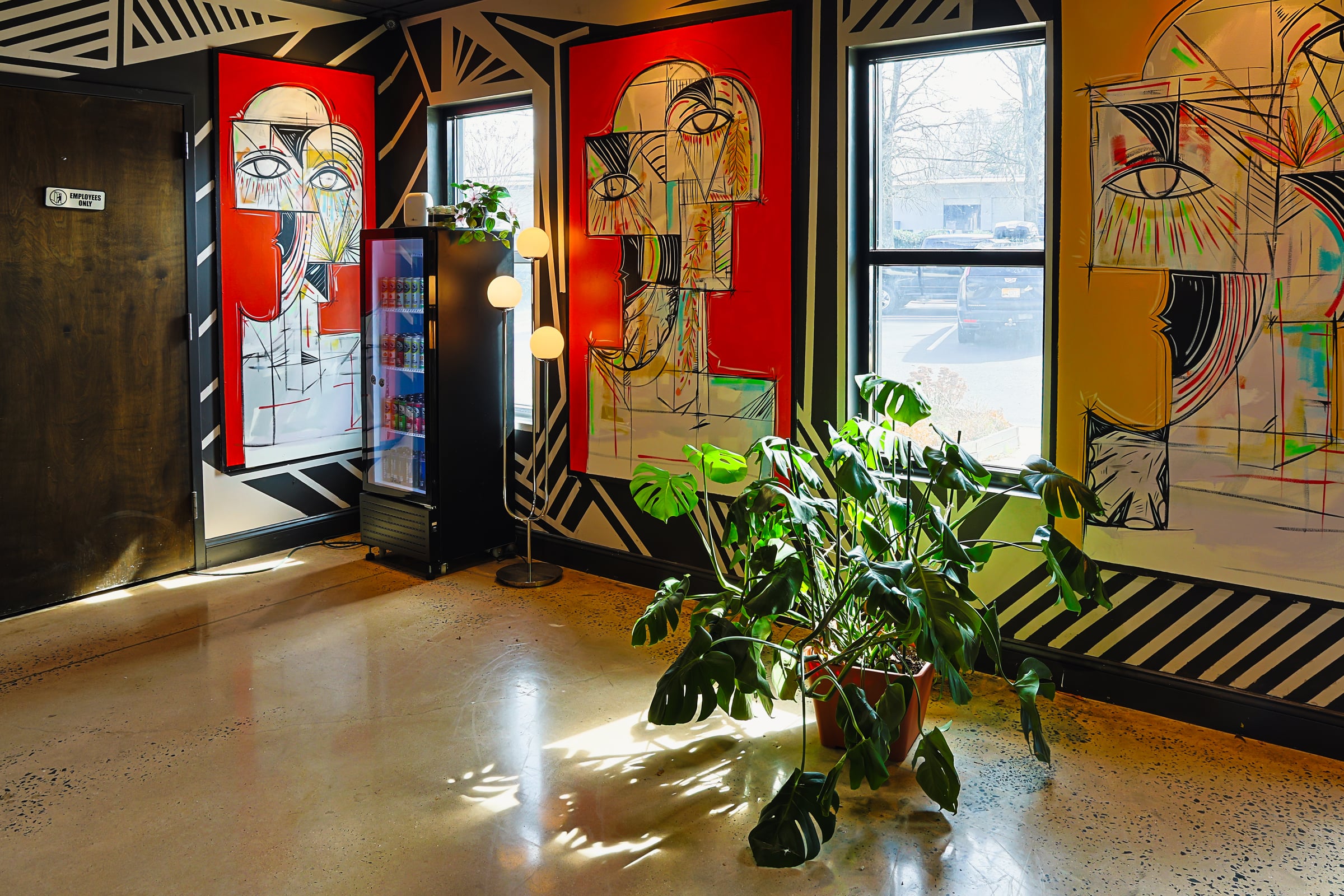 Lounge entry with monstera plant