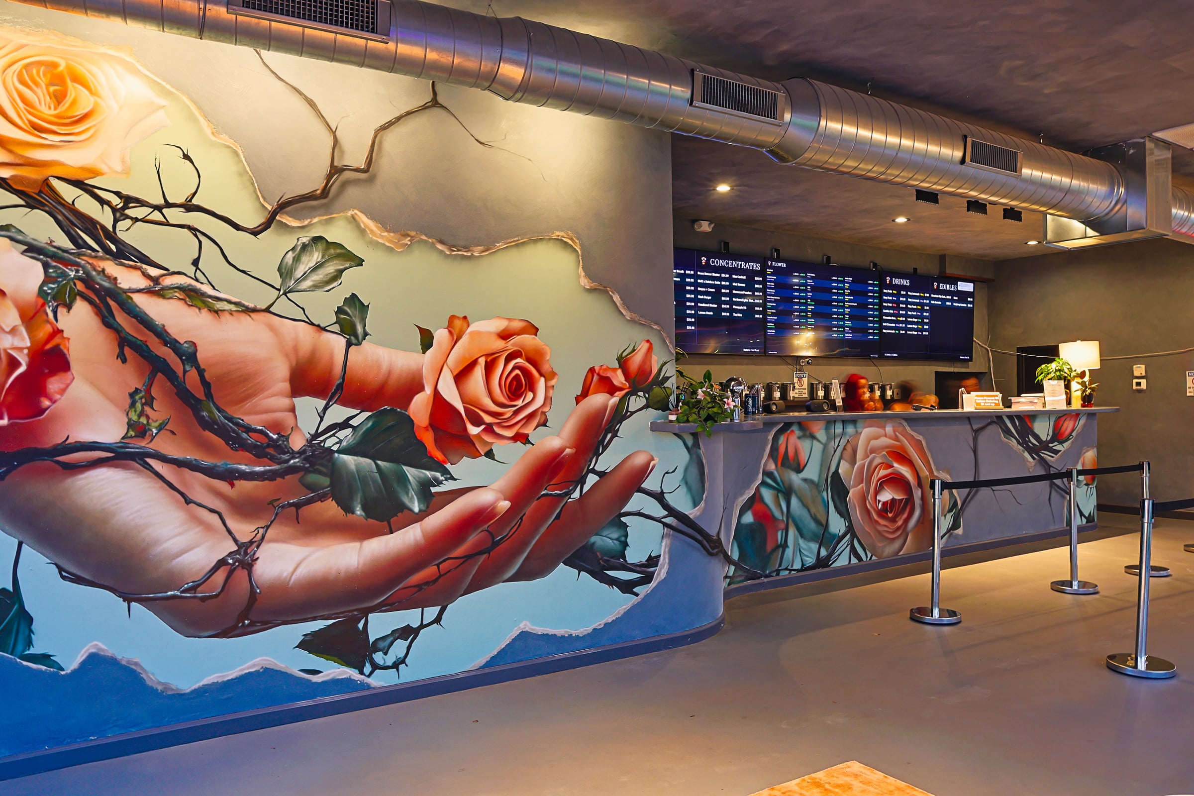 Rose mural wall art detail